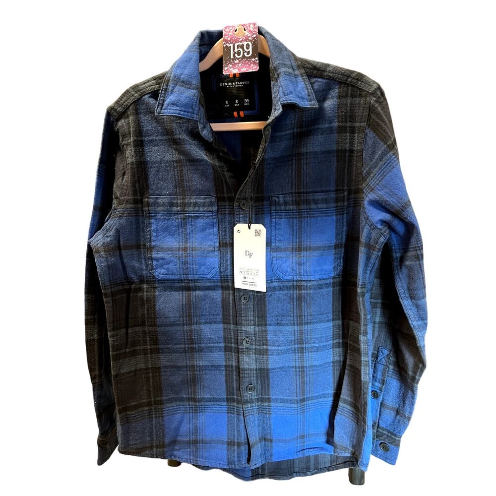 Denim & Flower Overshirt, Sz Small, NWT